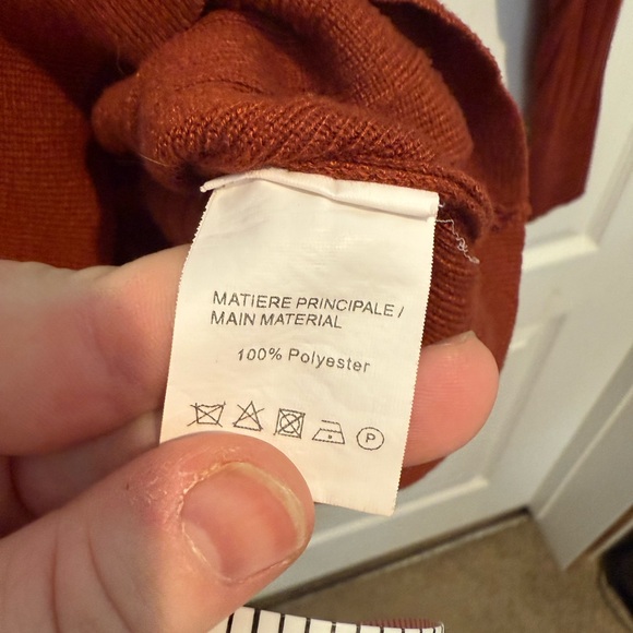 Women's V-Neck Button Sweater - Rust - Picture 6 of 6